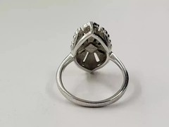 Art Deco Style Round Cut Lab Created Diamond 14k White Gold FN Wedding Ring