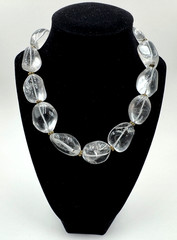 ROCK CRYSTALS GENUINE LARGE CHUNKY ICE COLD NUGGETS POLISHED NECKLACE CHOKER 16″