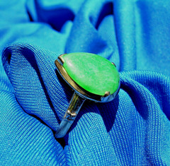 Original EARTH MINED JADEITE JADE Deco Engagement RING SOLID 14K GOLD Solitaire