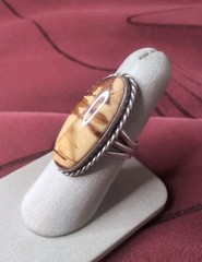 Vintage Elongated Jasper Sterling Silver 925 Ring Size 8