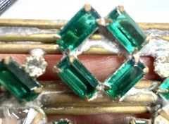 Vintage Art Deco Czech Emerald Cut Rhinestone Factory Prototype Brass 1930s