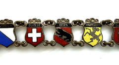 Vin Enamel Souvenir Crests Flags Province Link Bracelet 6.75” Needs Clasp