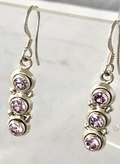 Vintage Pink Topaz Sterling Silver Dangle Earrings