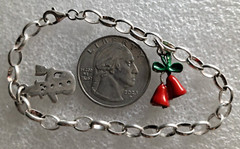 Vint Sterling Silver Starter Charm Bracelet With 2 Christmas Charms 7″ Inches
