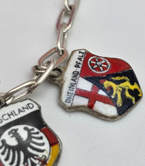 Vintage 800 Silver Enamel Travel Shield Charm Bracelet Germany Italy ANTIKO 7″
