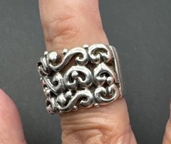 Wide .5” Scroll Sterling Filigree 925 Ring Size 7.5” 12g FREE SHIPPING!