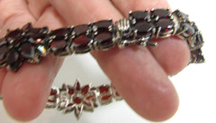 MICHELLE ALBALA 925 Sterling Silver Almandine Garnet Floral Tennis Bracelet 7″