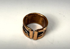 Beautiful Copper Engraved Open Back Wide Band Ring Size 8