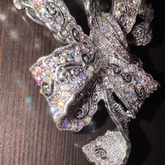 Fabulous Bow shaped Vintage Rhinestone Brooch Heavy Approx 3.5 Inches ?Marked