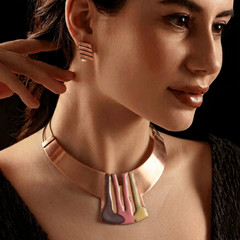 Modernist Statement Necklace • Avant-Garde Copper & Brass Choker • 1-of-1 Signed