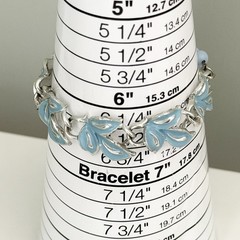 Vintage Blue Enamel Ivy Leaf Flower Bracelet Silver Tone 6.5″