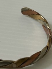 Vintage Copper, Brass, And Silver Bracelet Cuff Art Deco -#555