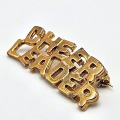 VINTAGE Gold Tone Cheerleader Brooch Pin Cheer