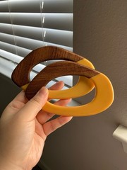 Set Of 2 Rare Vintage Irregular Shape Carved Laminated Bakelite Bangle Bracelets