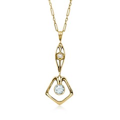 Vint Aqua Ncklc w Single Prl in 14k Gold 17 inches