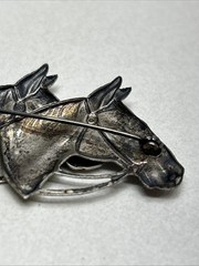 Vintage Rare Two Horse Head Brooch Pin Marked Sterling Uncas Mfg. Co.