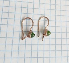 Vintage Earrings Nephrite Stone silver 875 test star USSR tsmes Women Jewelry