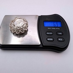 Vintage 800 Silver Filigree Trinket Rosary Box Pendant Madonna Child 1.25in