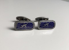 Vintage Silver cufflinks Bird (Seagull) hot enamel Silver 875 Made in the USSR