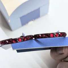 Vintage Avon Round Faceted Stone Hoops Ruby Red & Brown Pierced Stud Earrings