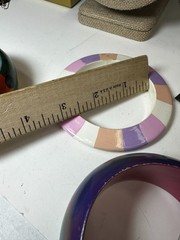 Vintage Bracelet Cuff Bangle Wood Painted 3 Piece Chunky Colorful