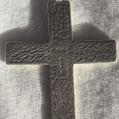 Vintage Sterling Silver 925 Floral Design Cross Pendant Necklace 16″