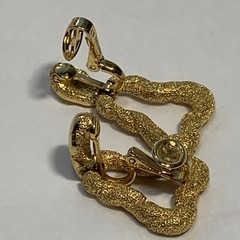 VTG Signed TRIFARI Gold Tone DOORKNOCKER EARRINGS Clip Hinged Texture Triangle