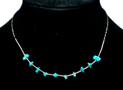 Vintage Liquid Silver Sterling Turquoise Chunk Beaded Southwestern Necklace