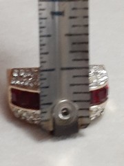 Vintage layered CZ white & red channel set unisex gold tone ring size 7