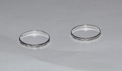 Two SOLID 18k White Gold Etched Stacking Band Size 8.25 & 8.75 Rings ~ Vintage