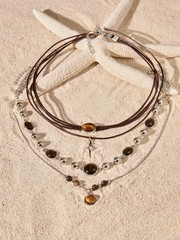 1pc Vintage Leather Stone Pendant Choker Necklace Women Boho