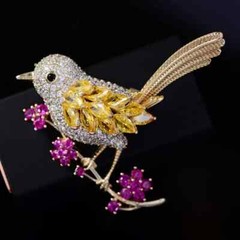 Adorable Colorful Brooch Pin Flower Bird Shiny Zircon Fashion Women Gift Party