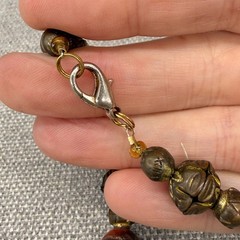 Vintage Necklace Painted Glass Beads Metal Beads Metal Filigree Pendant
