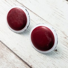 Vintage Earrings For Pierced Ears – Red & White Circle – Poor Condition