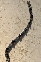 ❤️✨Genuine VINTAGE STERLING SILVER MARCASITE GARNET HEART ESTATE Tennis Bracelet