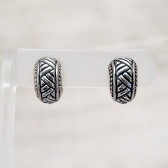 Vintage Clip On Earrings Two Tone Reversible Magnetic Hoops Silver/Gold Tone