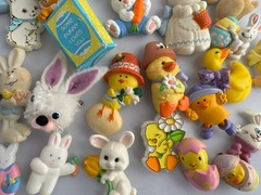 Vintage Jewelry Lot Hallmark Pin Etc 35 Bunny Rabbit Chicks Flowers Whimsical