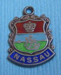 Vintage enamel Nassau Bahamas shield sterling charm