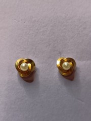 Vintage Signed MARVELLA Gold Tone Faux Pearl Knot Twist Stud Earrings