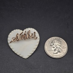 Mother of Pearl Heart Brooch Mother’s Day Gift For Mom Wire Vintage Jewelry