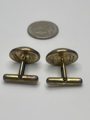 Vintage Mac Fin HK Sterling Silver Gold Wash Cabochon Cufflinks Hong Kong