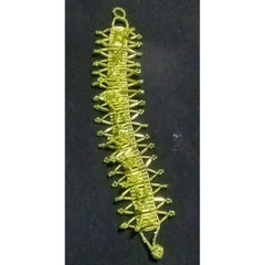 Vintage Czech Bugle Seed Bead Lace Woven Pattern Green/Peridot 6.5″ Bracelet