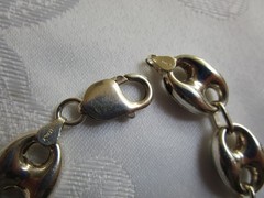 Vintage Sterling Silver Mariner Puffy Link Bracelet Italy 7.75” Long 0.5” Wide