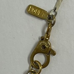 Vintage Gold & White Enamel Twisted LInk Chain w/Mother of Pearl Pendant 15 1/2″