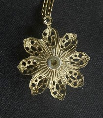 Vintage 1980s Brass Filigree Necklace Rich Gems Las Vegas Unsigned