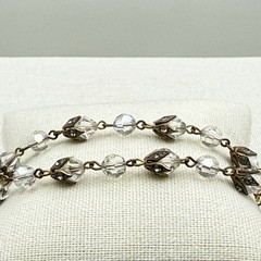 Vintage Catherine Popesco Crystal Bead Drop Necklace Antiqued Gold Tone 18″