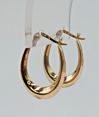 VTG 925 Oval Hoop Earrings 1in Drop Gold Vermeil on Sterling Silver 2.5g Estate