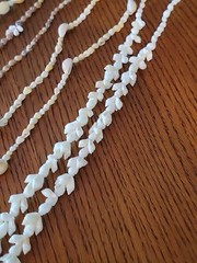 Vintage Lot Of 5 Hand Strung Long Shell Necklaces Cluster White Cream Mixed