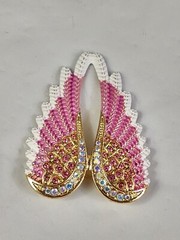 Beautiful Angel Wings Brooch Pendant Iridescent Rhinestones Gold Tone White Pink