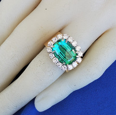 EARTH MINED Sea foam Blue Green PARAIBA Tourmaline DIAMOND Designer Deco Ring